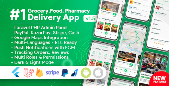 Grocery, Food, Pharmacy, Store Delivery Mobile App with Admin Panel